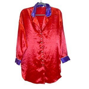 Victoria’s Secret 90's Gold Label Satin Red Chemise Nightshirt Vintage Small